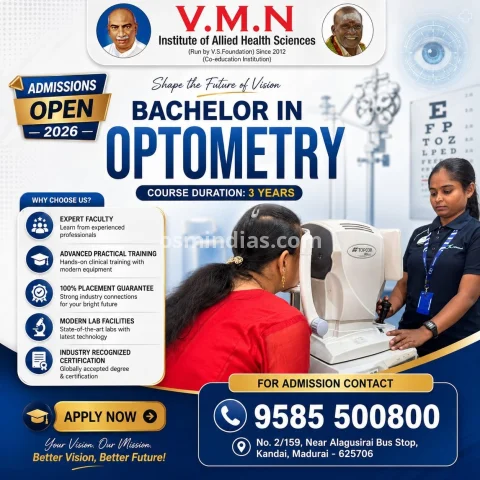 Launch Your Eye Care Career with the best Optometry Course in Tamil Nadu | V.M.N Institute of Allied Health Sciences